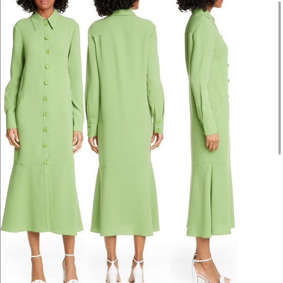 NEW TIBI Maxi button down dress green size 2 - Picture 1 of 12